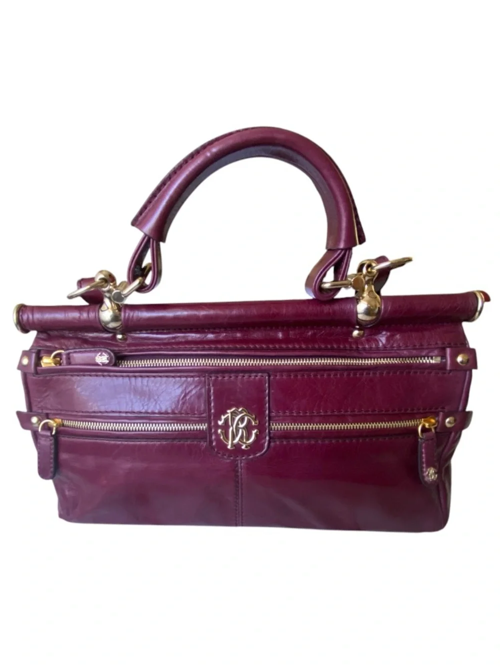 ROBERTO CAVALLI Burgundy Leather NWT Handbag